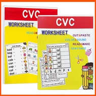 English CVC Words Phonics Learning Workbook Read & Match & Sound & Sentence Worksheet Cut &Paste Rea