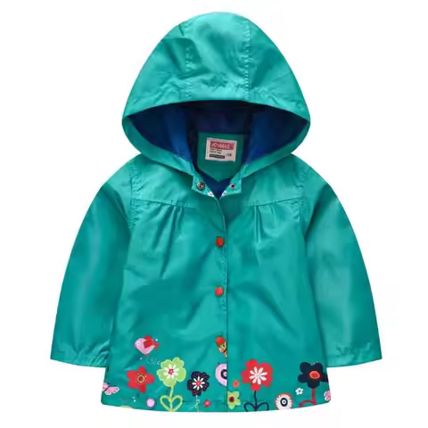new Spring Autumn Outdoor Girls Rain Jacket Lightweight printing Children Raincoats Waterproof Hoode