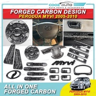 Car Perodua Myvi 2005 - 2010 Forged Carbon Window Cover Mirror Steering Logo Handle Bowl Emblem Ligh