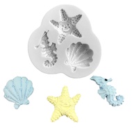 Sea Star Sea Shell Sea Horse Ocean Series Liquid Silicone Mold Flip Sugar Silicone Mold Baking Cake 