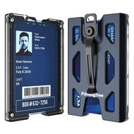Aluminum Badge Holder/Wallet Durable ID Card Holder with Metal Clip and 4 Cards Slot