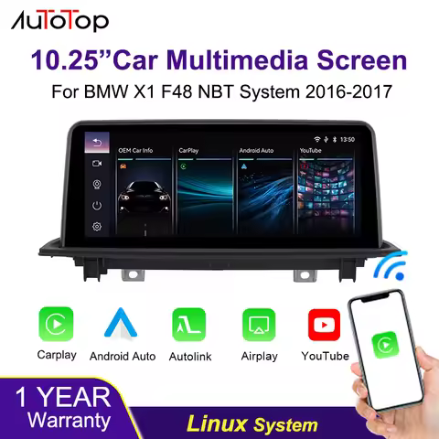 AUTOTOP 10.25 inch Wireless CarPlay Car Radio For BMW X1 F48 NBT System (2016-2017) With Bluetooth A