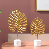 [SG SELLER]Modern Gold Metal Sculpture Office Ornaments Desktop Decor Leaf Figurines Home Decoration Leaves Statue