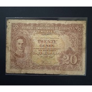 Malaya British Borneo Old Banknotes King George VI 20 Cents Year 1941 ( Original paper - Tear as Pho