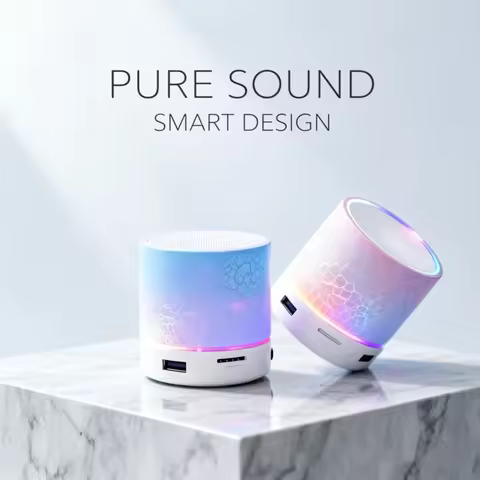 Wireless Mini Speaker, Subwoofer, Dazzle Crackle 7 Colour Light Wireless Mini Speaker, Portable Smal