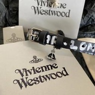 英國知名設計師品牌Vivienne Westwood土星塗鴉字母皮革 項圈 手環 代購