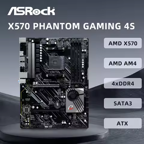 ASRock X570 Phantom Gaming 4S Motherboard Support 5500 5600 5700X 5800X3D CPU DDR4 M.2 NVME HDMI PCI