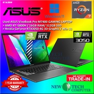 #1638 USED R7 ASUS VIVOBOOK PRO M7400 Performance Gaming Laptop AMD Ryzen 7 5800H 16GB 512GB RTX3050
