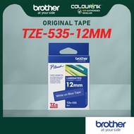 Brother Original TZe-535 12mm White on Blue Laminated Tape (PT-H110  D210 D450)
