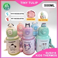 TINY TULIP 500ML 316 Stainless Steel Thermos Bottle Cartoon Water Cup Tumbler Tahan Sejuk AC-262