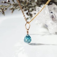 天然稀有限量藍鋯石水滴項鍊 「蒼天」