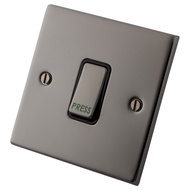 British Standard Doorbell Switch 1 GANG 2 WAY 10A PRESS SWITCH BLACK NICKEL