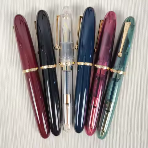 New 2Pcs JinHao 9019 dadao Fountain Pen Acrylic Transparent Spin Pen 40MM Nib Stationery Office Scho