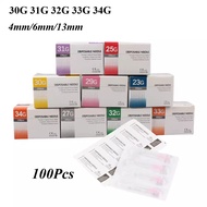 100pcs Eyebrow tattoo small needle 30G31G 4/13/25mm disposable 30G micro-plastic cosmetic needle bea