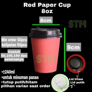 MERAH Full Red Paper cup 8oz / Red hot Paper cup 8oz / hot cup Red 8oz