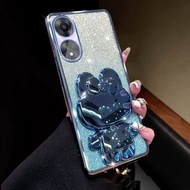 For OPPO A18 A38 A58 A78 A79 A98 5G A3X Phone case Phone case with mirror makes sweet rabbits Luxury