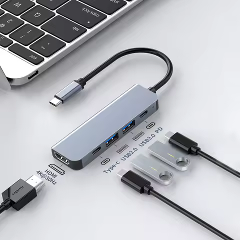 5-in-1 USB C HUB Type-C to HDMI Adapter 4K 30Hz PD100W Dock USB-C 3.1 Splitter for MacBook iPad Pro 