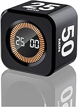 EooCoo Rotating Pomodoro Timer Visual 5/25/10/50 Min Presets, ADHD Tool Cube Countdown Stopwatch, Hi