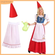 CONG Garden Gnomes Costume Elf Costume Accessories Dwarf Hats Ruffle Half Apron