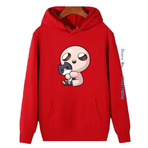 Kawaii Graphic Hooded Sweatshirts The Binding Of Isaac Cute Character Guppy's Cat Winter Fleece Hood