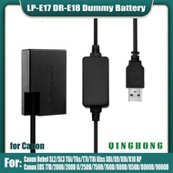 5V USB to LP-E17 Dummy Battery DR-E18 DC Coupler &amp; Power Bank Cable for Canon EOS 77D 200D 250D 750D 760D 800D 850D 8000D 9000D RP