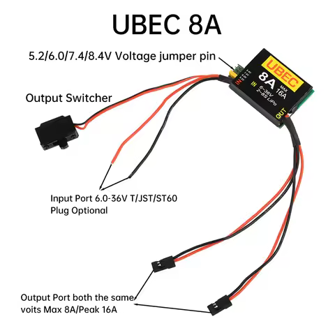 6-36V to 5.2/7.4/8.4 UBEC-8A BEC& Dual UBEC Adjustable Servo Standalone Power Supply RC Automotive F