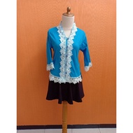 Kebaya top Wanita white mix brocade EL GHANA girls M vneck LUXURY
