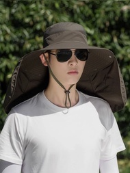 【Ready】🌈 Sunscreen sun visor men's summer fisherman fishing hat UV protection mask outdoor mountaineering big brim sun hat