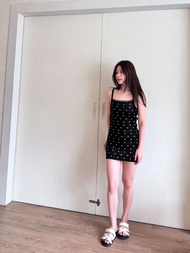 RUBYANDLEMON - NANA POLKA DOT DRESS เดรสสายเดี่ยวไหมพรมลายจุด
