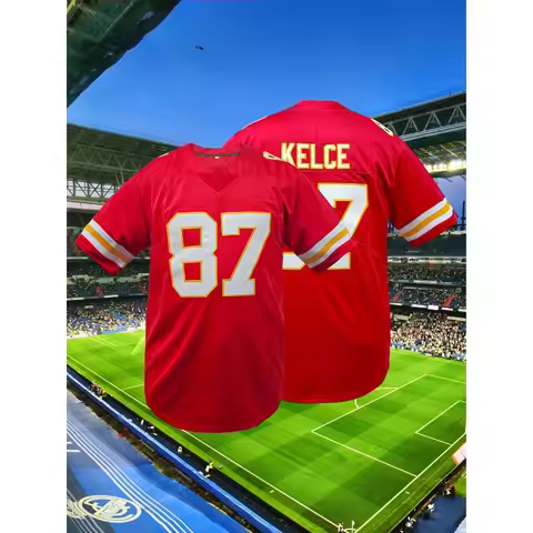 Men's Stitched Football Jersey Kansas City #87 Breathable Loose Fit Sportswear Short Sleeve V Neck U