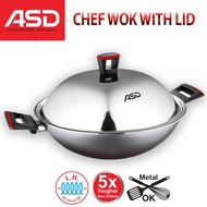 ASD Gusto Red Non-Stick Jumbo Chef all purpose Wok + Stainless Steel Cover HP85-RD