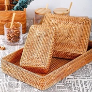 Storage Rectangle Bread Picnic Set Fruit Straw Wicker Basket Desktop Sundries Household Rattan Basket Cube Storage Basket