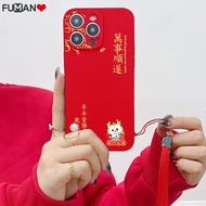 For Realme 11 10 Pro Plus Realme Q3S Q3T Q3 Pro GT Master Neo 3 Neo2 Neo2T GT2 R17 R15 OPPO A71 A37 Neo 9 Phone Case Chinese Spring Festival New Year Dragon Red Cover Tassels