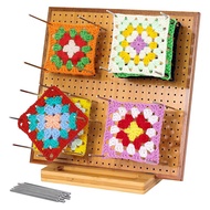 For Crochet Block Board with 20 Needles/Pegs-11.8 Inch Bamboo for Crochet Knitting Granny Square Blo