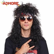 ADMORE 70s 80s Rockstar Wig, Fluffy Long Halloween Party Cosplay Wig, Punk Curvy Mullet Wig