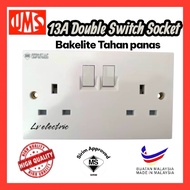 ums 2213a 13amp 2gang switche socket outlet sirim Bakelite 🔥👍🇲🇾