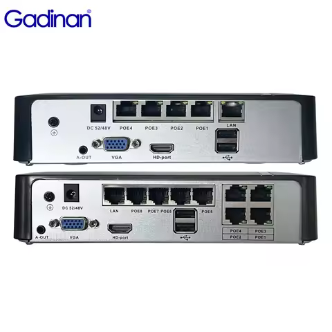 Gadinan 8CH 4CH POE NVR 4K 8MP 5MP H.265+ Outdoor Security Face Detection Audio Network Video Record