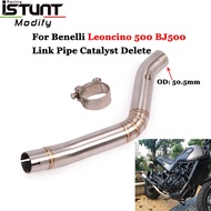 For Benelli Leoncino 500 BJ500 Motorcycle Exhaust Escape Mid Link Pipe Catalyst Exclude Modified 51mm Muffler Eliminator