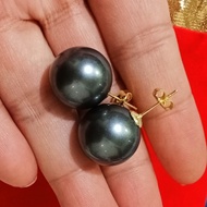 Big Size Pearl Bud Earrings 16mm And Yellow 14.K