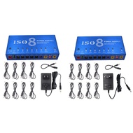 TECHCHIP-ISO-8 Guitar Pedal Power Supply W/8 Isolated DC OutputsW/Auto Voltage Detection(9V 12V 18V)