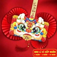 LAN lucky money folded with 2 compartments, 6 compartments, 10 compartments with beautiful thick 3D 