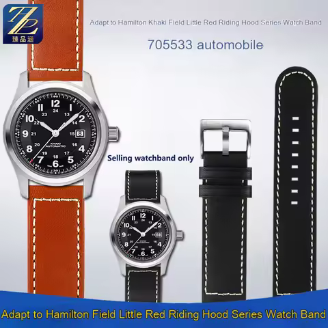 Men's Watch Strap Suitable for Hamilton Khaki Field Red Riding Hood H70555533 H70455733 Genuine Leat