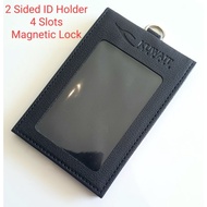 2 Sided Card Holder KUWAIT AIRWAYS PU Leather 4 Slots Magnetic Lock