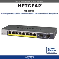 Netgear GS110TP | 8-Port Gigabit PoE+ Ethernet Smart Switch with 2 SFP Ports and Cloud Management (G
