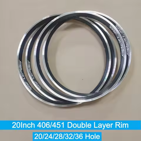 1Pc/2Pcs 20" 406/451 Folding Bike Rims BMX Double Wall Aluminum Alloy Rim 20H 24H 28H 32H 36H V Brak
