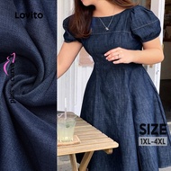 Lovito Casual Dress Structure Line Spring/summer Dark Blue Dress for Women LBL31098 Lovito Garis Str