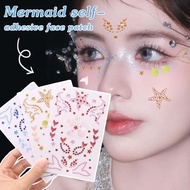 1/2/3Pcs Charming Mermaid Face Sticker - DIY Self Adhesive Girl Kids Party Face Sticker - Cosplay 3D
