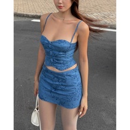 Beachclub_camelia dress set (non-stretch) 2 piece set women korean two piece set woman
