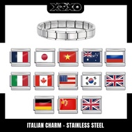 National Flag Charm Italian Charm Bracelet, Italian Charm Bracelet Stainless Steel