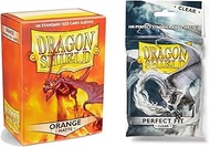 Dragon Shield 100 Count Standard Size Matte Card Sleeves (100 Standard Size Sleeves + Perfect Fits, Matte Orange)